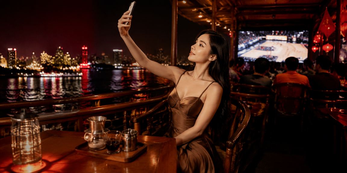 Người chơi cá cược bóng rổ tại quán cà phê Hà Nội với điện thoại Android