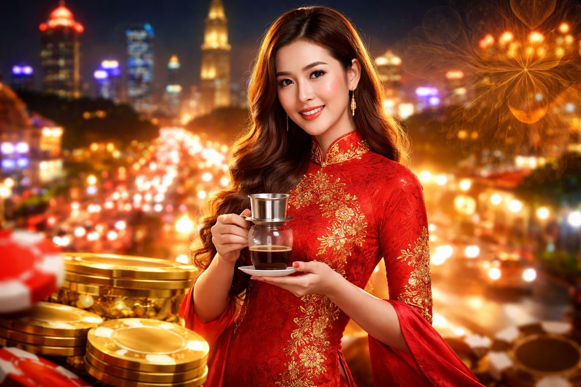Người chơi VIP thưởng thức cà phê Thành phố Hồ Chí Minh bên màn hình bonus